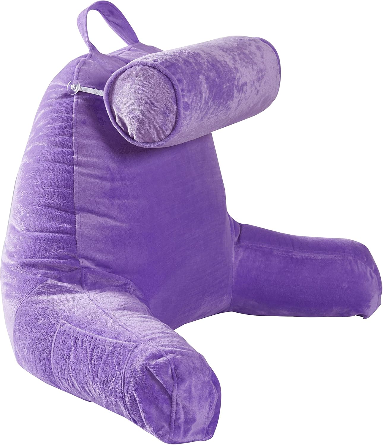 Cheer Collection Memory Foam Filled TV,Reading and Bed Rest Pillow with Detachable Cervical Bolster and Headrest Pillow, Washable Cover (Purple): Home & Kitchen