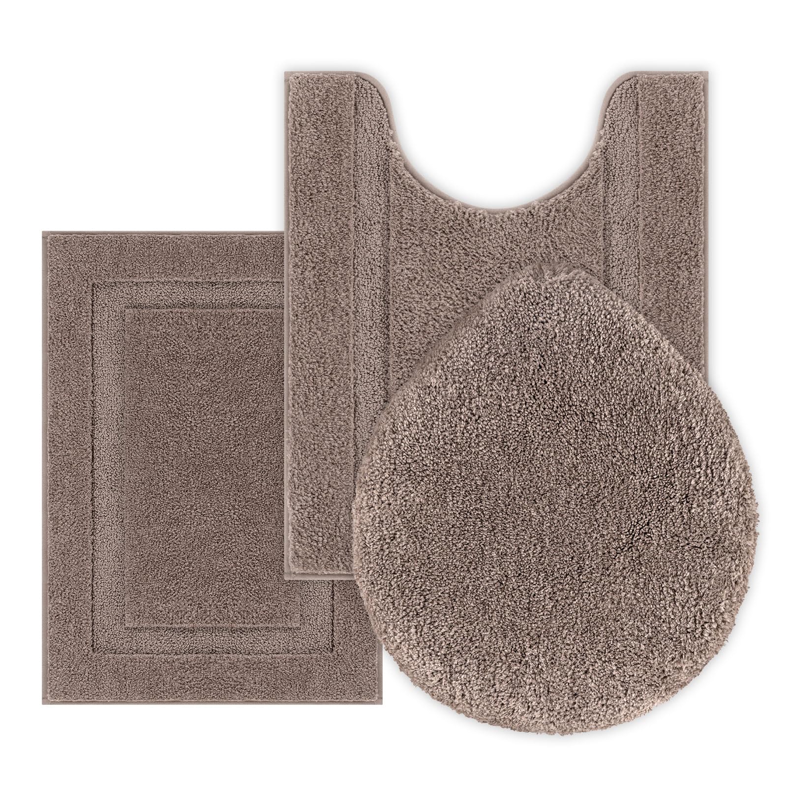 Photo 1 of **INCOMPLETE SET** SHACOS Microfiber Bathroom Rugs Set of *2 ONLY* with Toilet Lid Cover Non Slip Washable Bath Mat Absorbent Bathroom Carpet 16"x24"+U Shape Toilet Rug 20"x24" Coffee