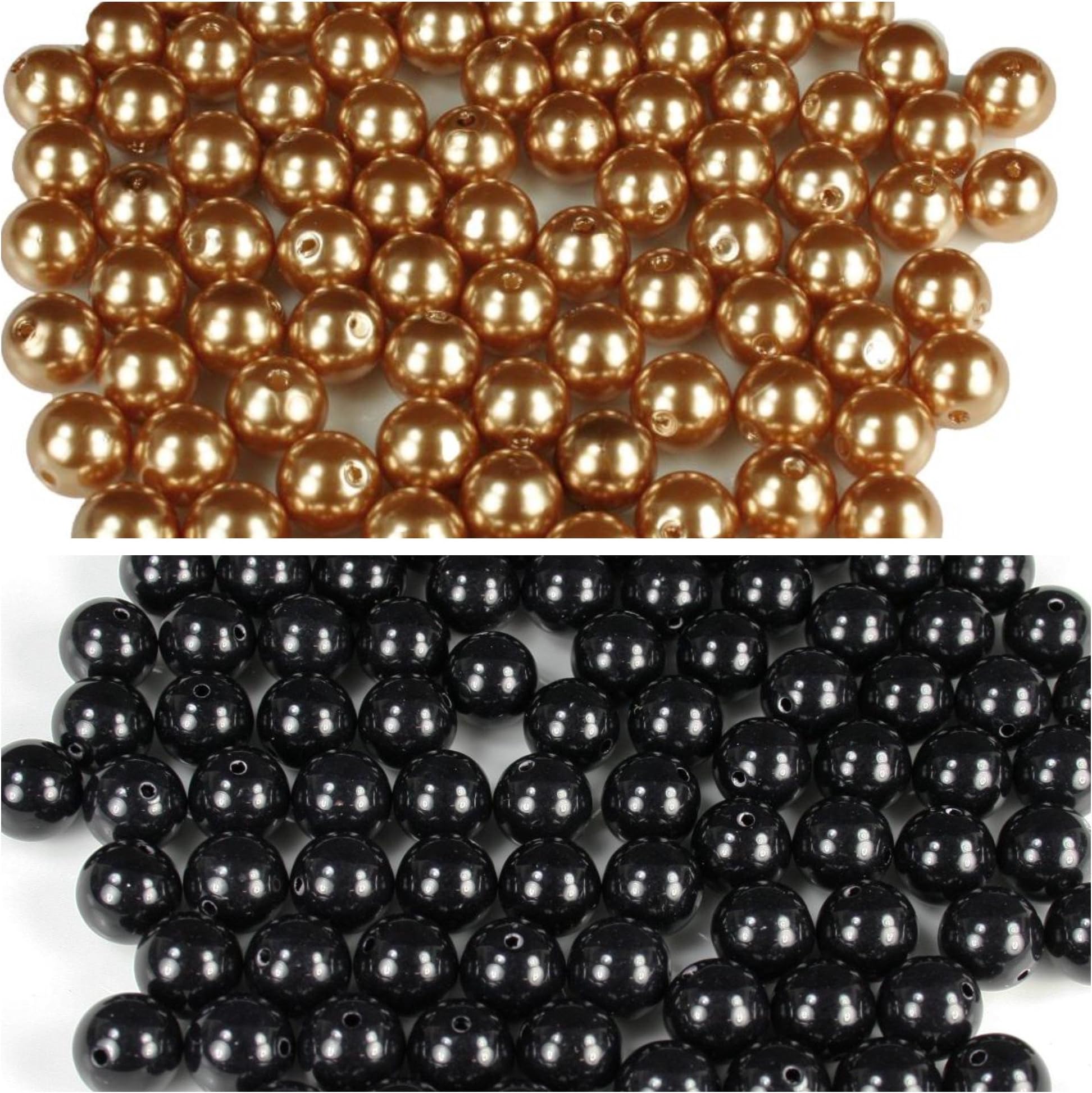 Dreampartycreation 2 Color Combo 200 Elegant Faux 14mm Pearl Beads Table Vase Centerpiece Choose Combo Unique Decorative Gems (Antique Gold - Black)