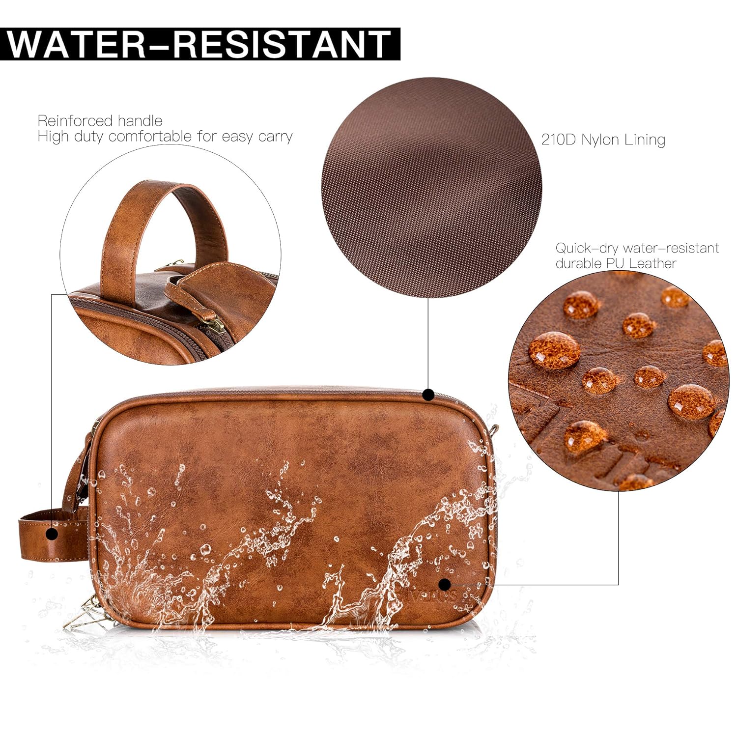Elviros Toiletry Bag for Men, Large Travel Shaving Dopp Kit Water-resistant Bathroom Toiletries Organizer PU Leather Cosmetic Bags : Beauty