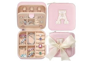 Parima Christmas Gifts for Girls Stuff - Travel Jewelry Case for Girls Fashion, Teen Girl Gifts, Travel Jewelry Case Girls Jewelry Box, Birthday Gifts for Women Girls Christmas Gifts - Letter A, Pink