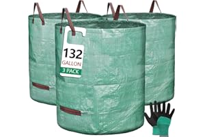 SAWOWKUYA 3 Pack 132 Gallon Reusable Yard Waste Bags Heavy Duty Lawn and Leaf Bags Yard Waste Container Garden Grass Bags