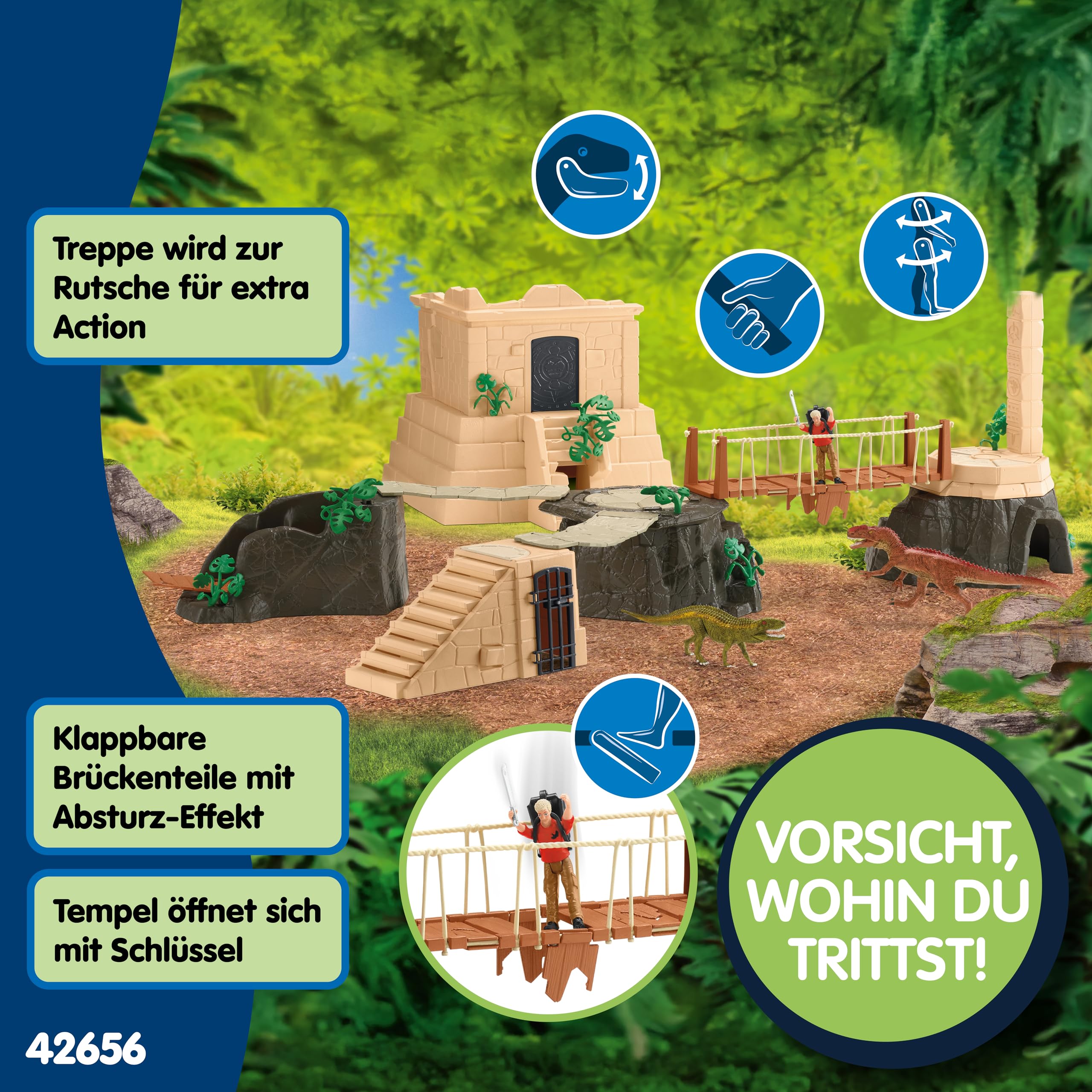 Schleich Dinosaurs 42656 | Dino Tempel-Eroberung Mega-Set | mit Flynn, 2 Dinos und einem Schatz | tolles Geschenk für Mädchen und Jungen | Spielzeug ab 5 Jahren | Dinosaurier Set aus 169 Teilen 4