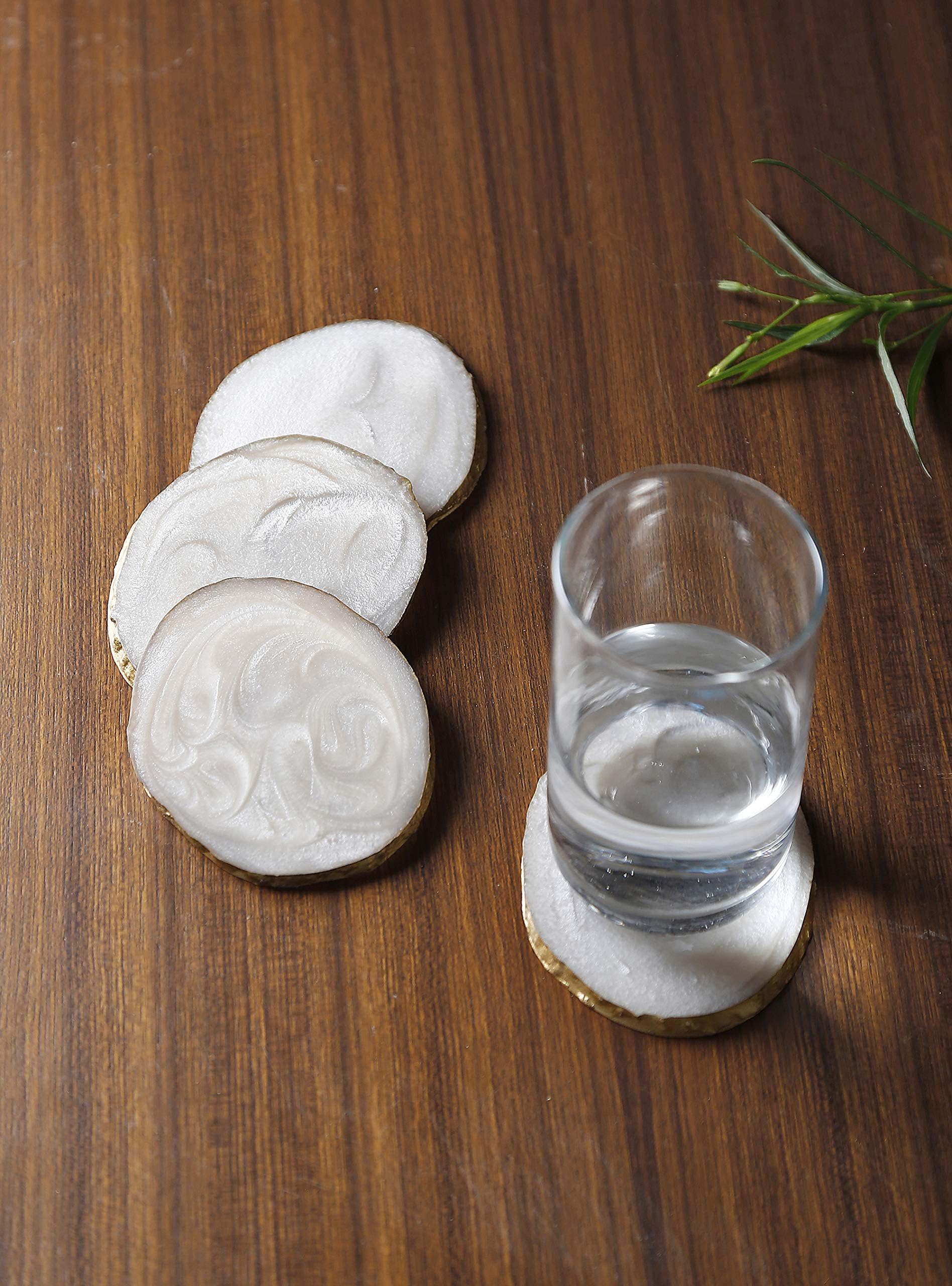 Dennmarks Resin Coffee Tea Coasters Set-Kitchen Decorative Table Top Wooden Coaster Set of 4