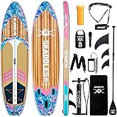 SKADDLES 11' Inflatable Stand Up Paddle Board – Extra Wide SUP for Adults & Kids of All Skill Levels, Stable Paddleboard with Pump, Fins, Backpack, Accessories & Waterproof Phone Pouch