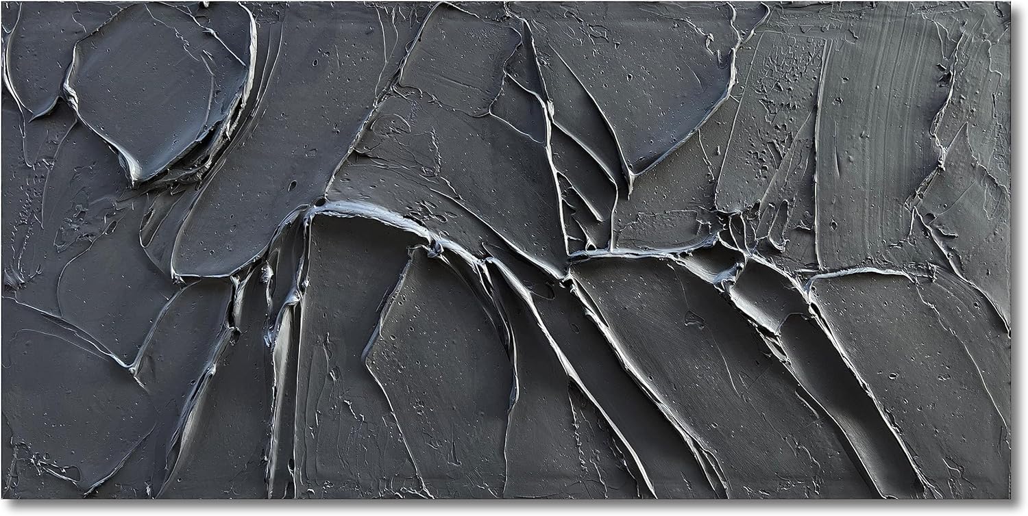 Paintings - NANKAI Hand-Painted Thick Texture Black Minimalist Oil Painting 30x60 Inch Large Contemporary Art Oil Painting, Home, Office Wall Decorative Art