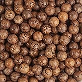 DAHI 300pcs 10mm Dark Brown Wooden Beads Undyed Natural Stripe Round Wooden Bedas Bulk Round Wood Beads Wood Loose Craft Beads for DIY Jewellery Making (300pcs/10mm)
