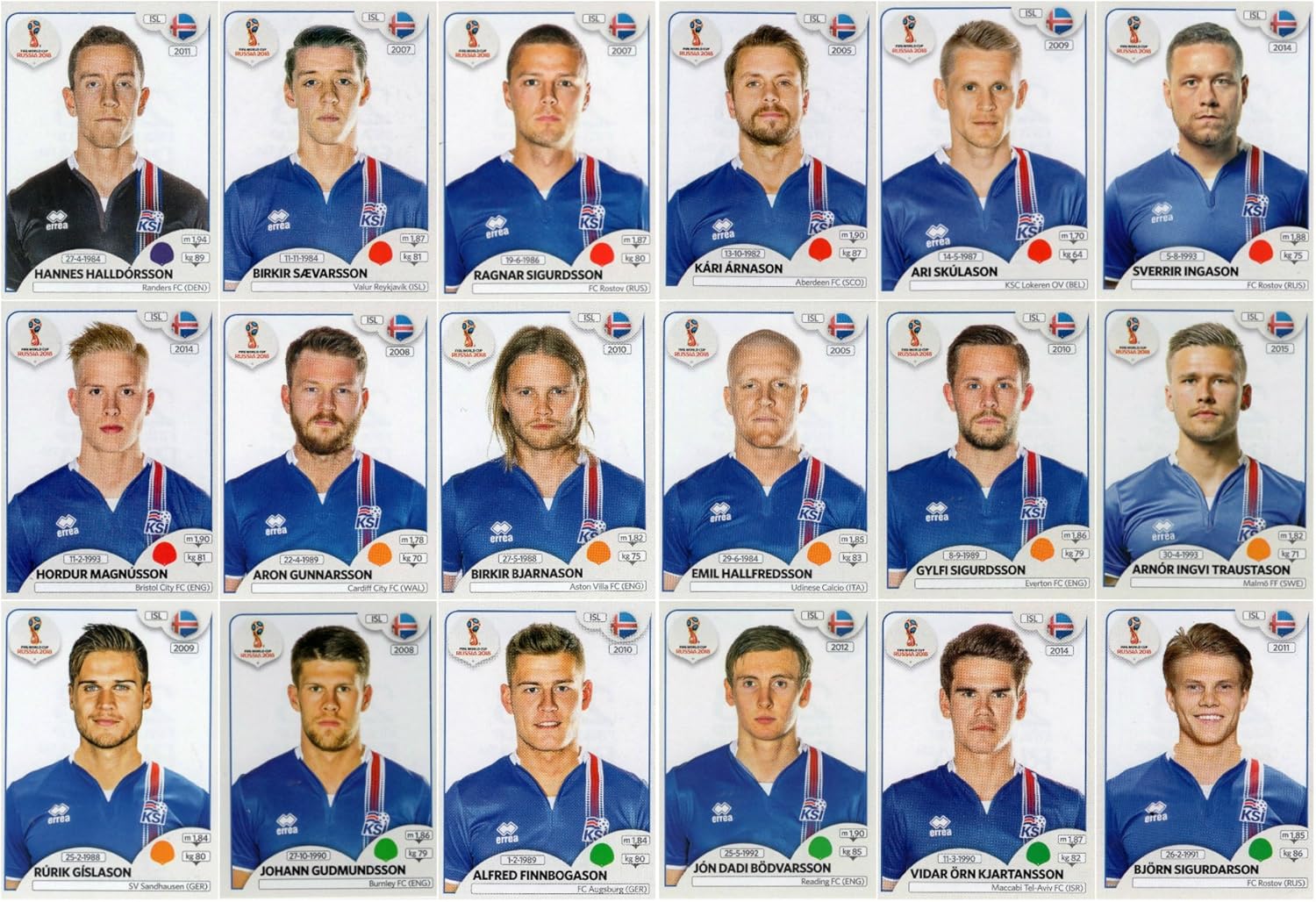 Panini Fifa World Cup 18 Stickers 18 Iceland Team Set Players Only 294 311 Amazon In Home Kitchen
