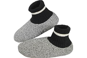 BenSorts Men Fuzzy Slipper Socks with Grippers Non Slip Indoor House Socks Christmas Gifts