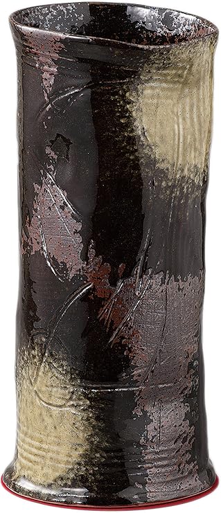Amazon Co Jp ヴィクトリー フラワーベース 花器 ギフト 箱入り マイナスイオン筒花瓶 黒伊賀織部吹き ホーム キッチン