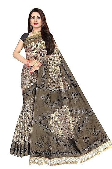 Women's Pure Cotton Saree (1346, Cement Grey)