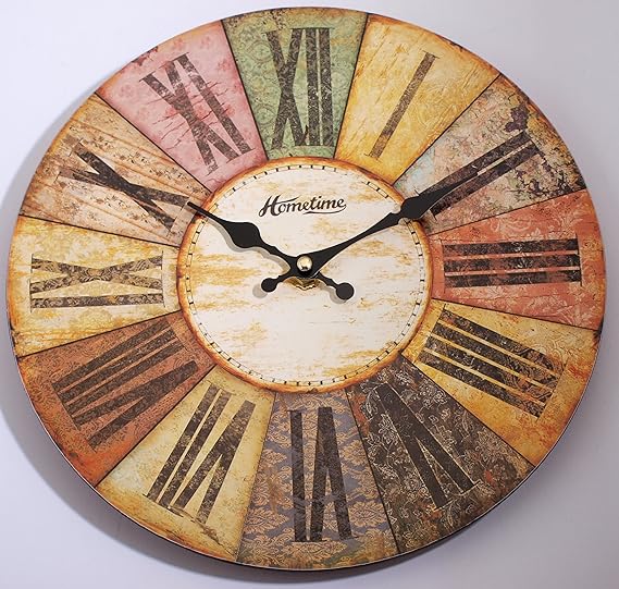 Wall Clock Chic 'n' Shabby Retro Style Multi Coloured Wall Clock, Roman