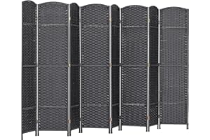 HOMCOM Room Divider, 8 Panel Folding Privacy Screen, 5.6' Tall Freestanding Partition for Home Office, Bedroom, Charcoal Gray