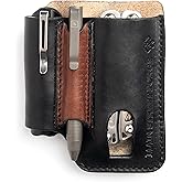 Made in USA Leather EDC Pouch | Leather Multitool Sheath/Holster for Men | Belt Clip/Pocket Organizer for Leatherman, Gerber & SOG Multitools | Knife/Multi Tool & Flashlight & Pen Holder