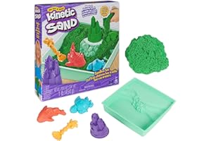 Kinetic Sand, Sandbox Set, Creative Easter Gifts, Includes 1lb Green Moldable Play Sand, 4 Tools & Molds, Storage, Sensory To
