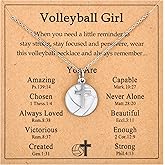 Softball Soccer Volleyball Basketball Baseball Necklace for Girls, Teen Girl Trendy Sports Stuff Accessories Cross Neckalce Jewelry Birthday Christmas Valentines Easter Baptism Graduation Gifts