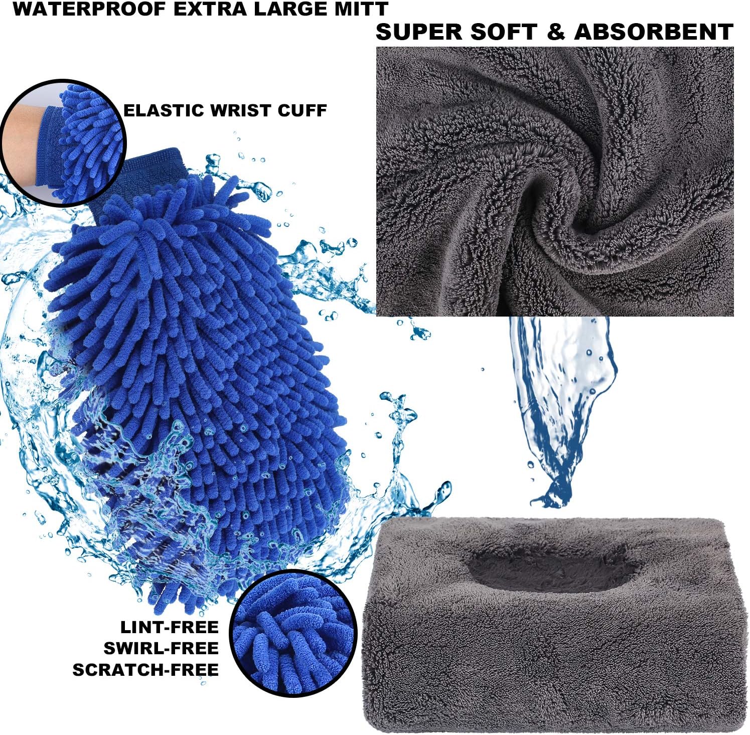 AUTODECO 22Pcs Car Wash Cleaning Tools Kit Car Detailing Set with Blue Canvas Bag Collapsible Bucket Wash Mitt Sponge Towels Tire Brush Window Scraper Duster Complete Interior Car Care Kit: Automotive
