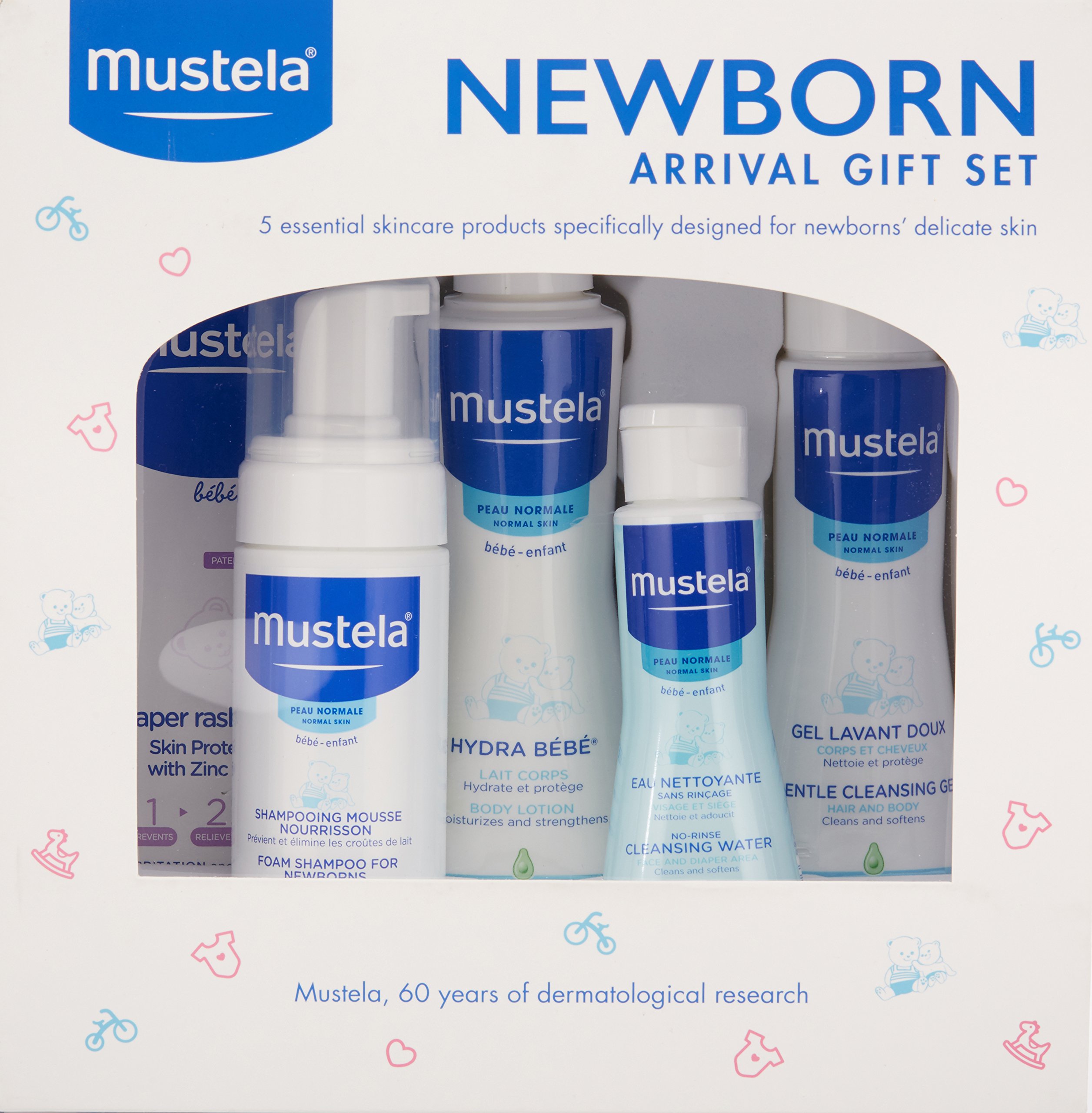 Mustela Newborn Arrival Gift Set, Baby Bathtime & Skin Care Essentials