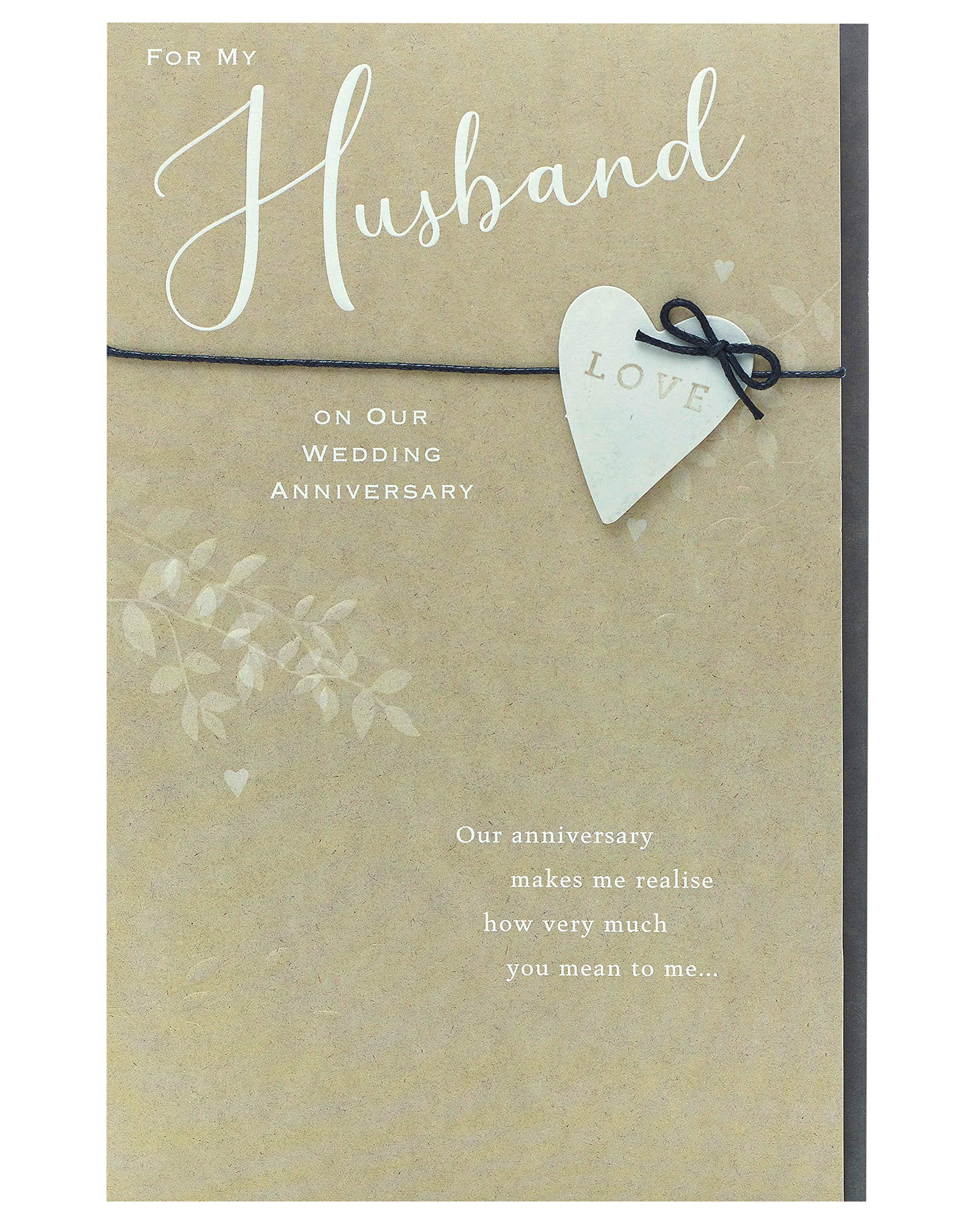 UK Greetings Wedding Anniversary Card for Husband - Classic Lettering Design