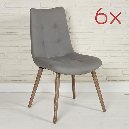 6er Set Moderne Stoffstuhle Esszimmerstuhle Aus Stoff In Grau Mit Holzbeinen Fur Ihr Esszimmer Oder Ihren Wohnbereich Retro Polsterstuhl Loungestuhl Stuhl Mit Ziernahten Amazon De Kuche Haushalt