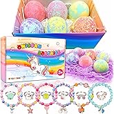 Unicorn Bath Bombs with Surprise Inside for Kids Girls, Bath Bombs Surprise Birthday Gifts Unicorn Gifts for Kids Girls with Jewelry Toys Inside