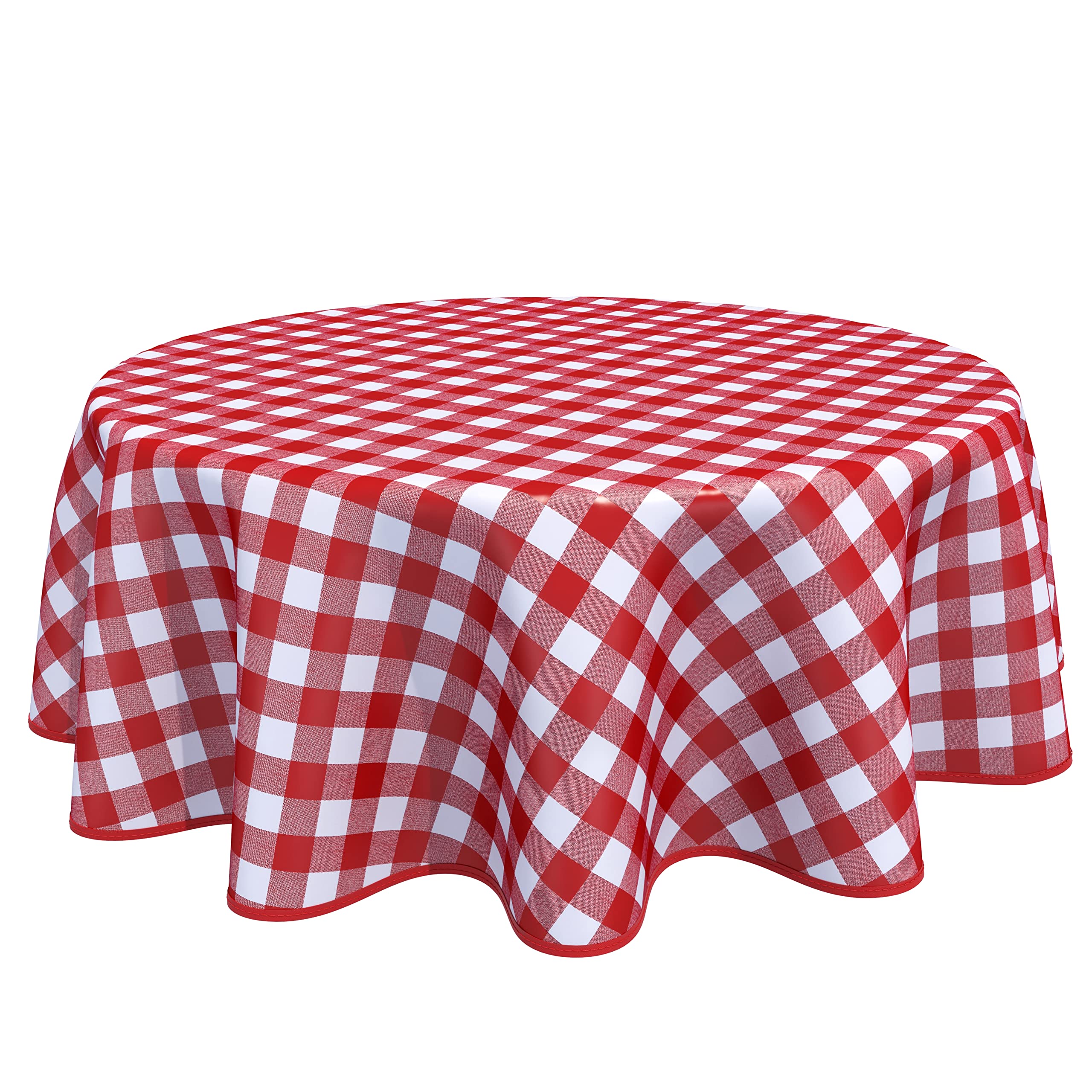 Home Direct Round Oilcloth PVC Wipe Clean Tablecloth Table Cover Gingham Checkers 160cm 62" Red