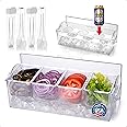 Pikanty | 4-Compartment Chill & Serve Condiment Caddy with Revolutionary Ice Base | Spacious, Hygienic, and Durable for All Events | Made in USA