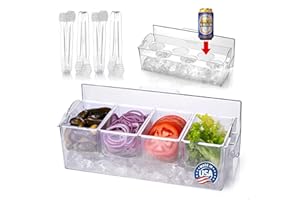 Pikanty | 4-Compartment Chill & Serve Condiment Caddy with Revolutionary Ice Base | Spacious, Hygienic, and Durable for All E