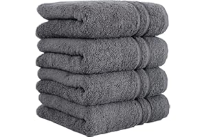 Hawmam Linen Cool Grey 4-Pack Hand Towels - 16x30 Turkish Cotton Quality Soft & Absorbent Small Bathroom Towels - 600 GSM