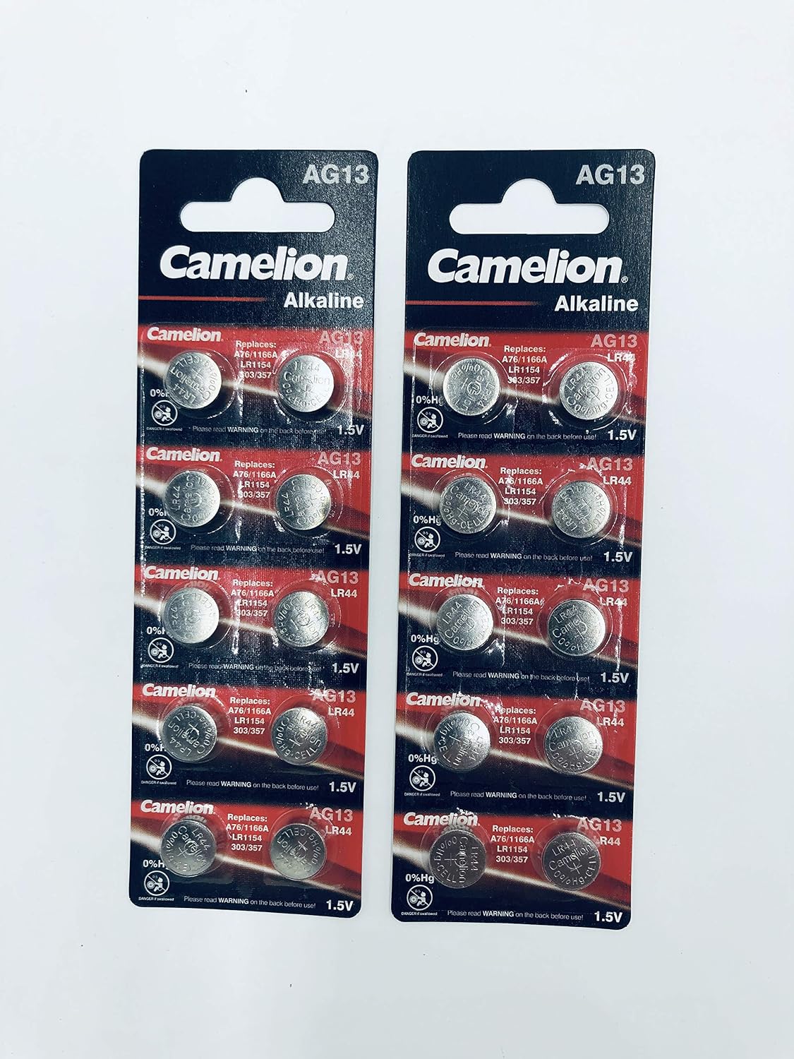 Camelion Plus Alkaline Button Cell Battery AG13/LR44/LR1154/357, 20er