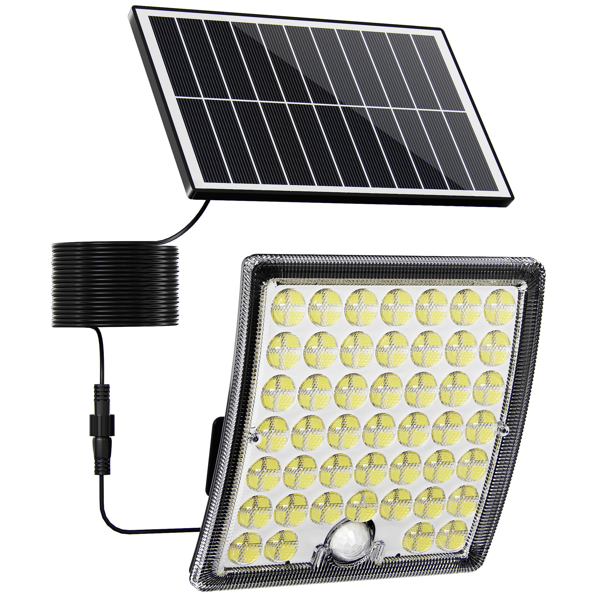 Photo 1 of JACKYLED Solar Lights Outdoor Waterproof, Motion Sensor Security Flood Lights Convex Lens Amplified 50% Brighter with 16.4ft Extension Cord, Security Light for Barn, Porch, Backyard, Garage,1-Pack