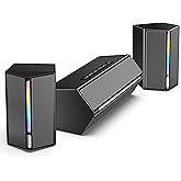 FIFINE Computer Speakers System with Subwoofer, Gaming Speaker for PC with RGB, Volume Control, Monitoring, 3.5mm Aux Input, AC Powered Speakers for Desktop Mobile TV-AmpliGame A22