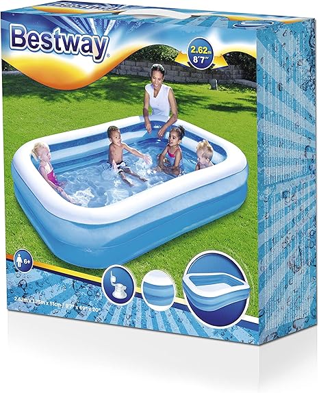 bestway piscina hinchable infantil azul 262 x 175 x 51 cm