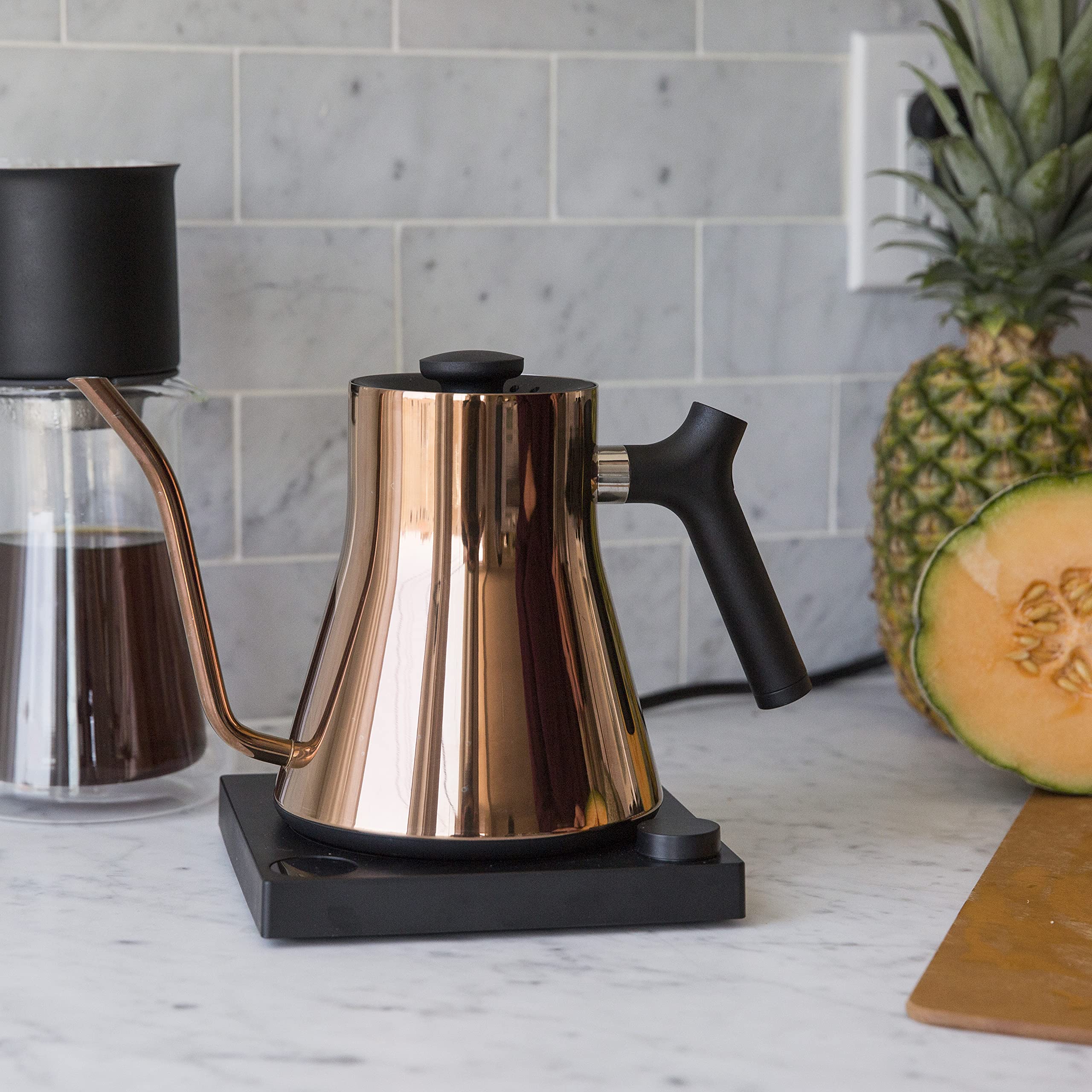 Fellow Stagg EKG Electric Gooseneck Kettle - Pour-Over Coffee and Tea Kettle - Stainless Steel Boiler - Quick Heating Electric Kettles for Boiling Water - Polished Copper