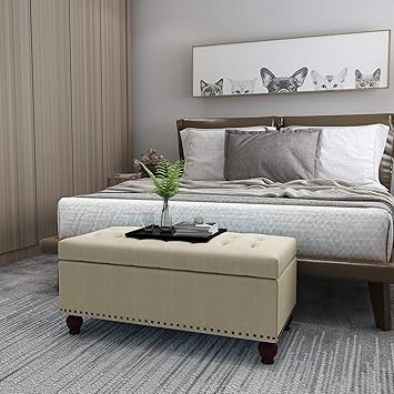 Amazon Com Decent Home Storage Ottoman Bench Button Tufted Foot
