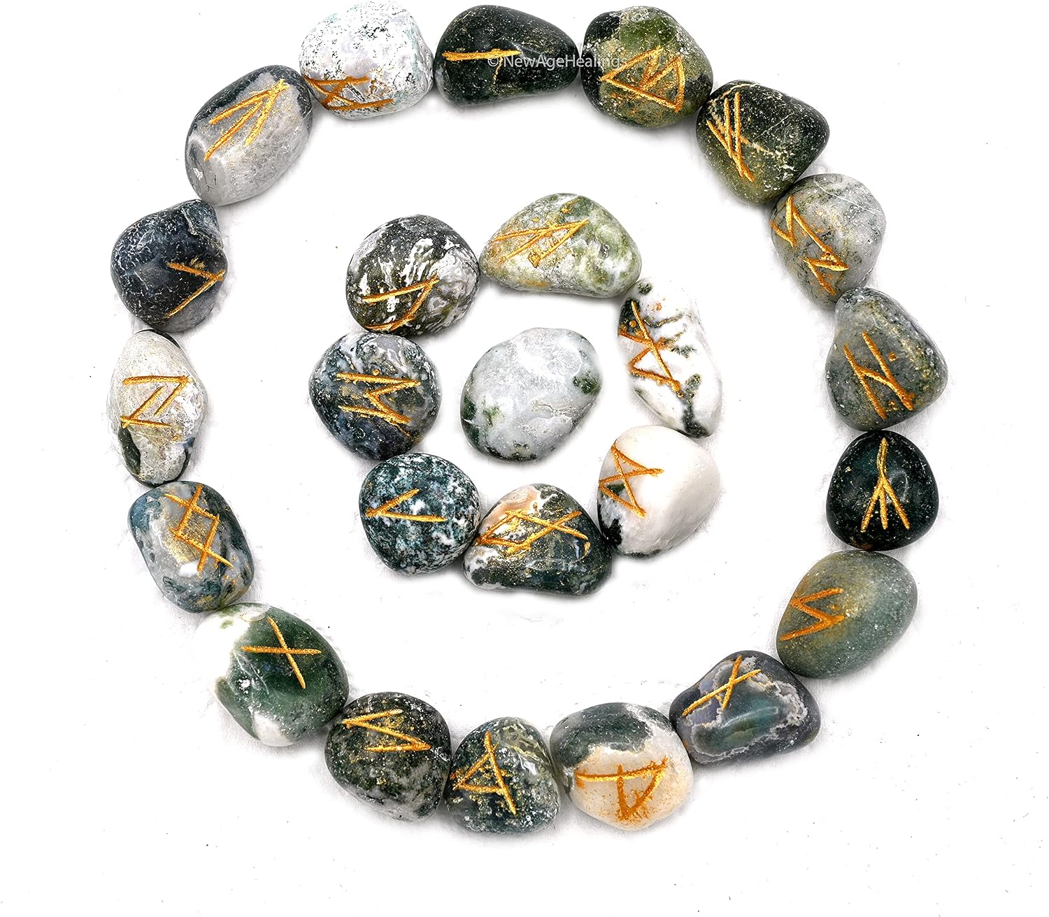 Indoor Fountains & Accessories - Tree Agate Runes Crystal Runes Set of 25 Engraved Rune Stones with Runes Book PDF