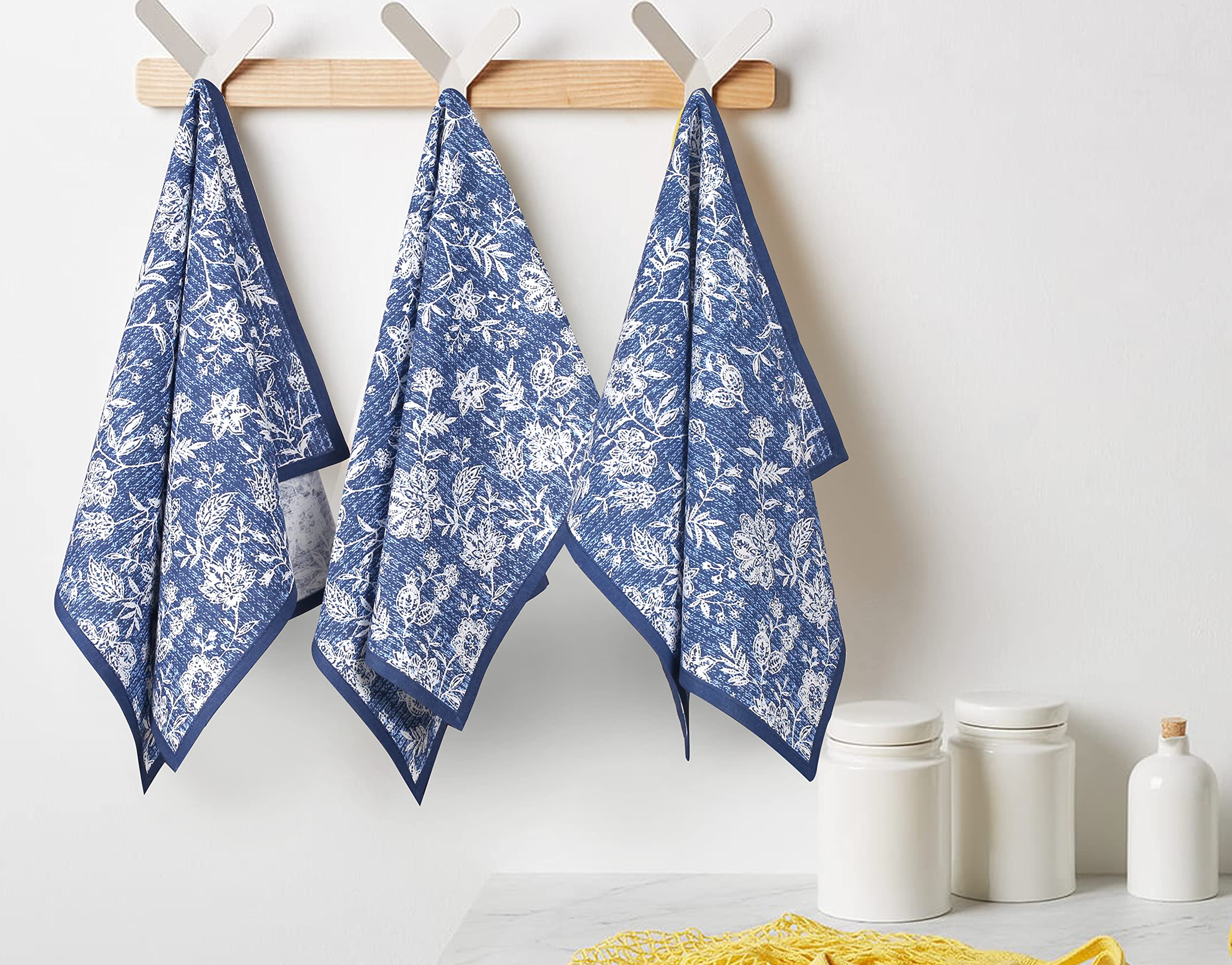 FINGERCRAFT Kitchen Dish Towels, 100% Natural Cotton, Set of 6 Multi-Purpose Kitchen Towels, Very Soft, Highly Absorbent, Tea Towels for Kitchen Décor 20X30 (20X30 MARLO THOMAS)