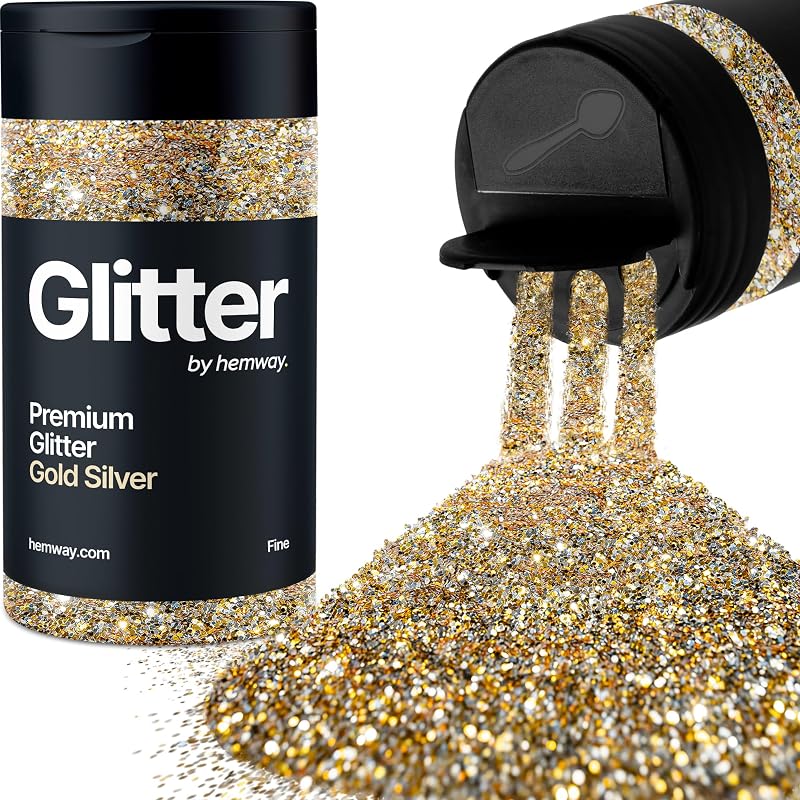 Hemway Gold Silver Glitter Shaker 130g Fine 1/64 Inch Sequins Resin