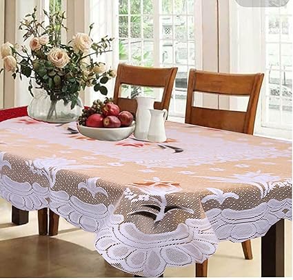 Kuber Industries Cotton Dining Table Cover for 6?Seater -60 * 90 Inches, Cream