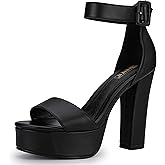 IDIFU IN5 Sabrina Platform Block Chunky High Heels Ankle Strap Heeled Sandals Sexy Wedding Party Dress Shoes for Women Open Toe Heels