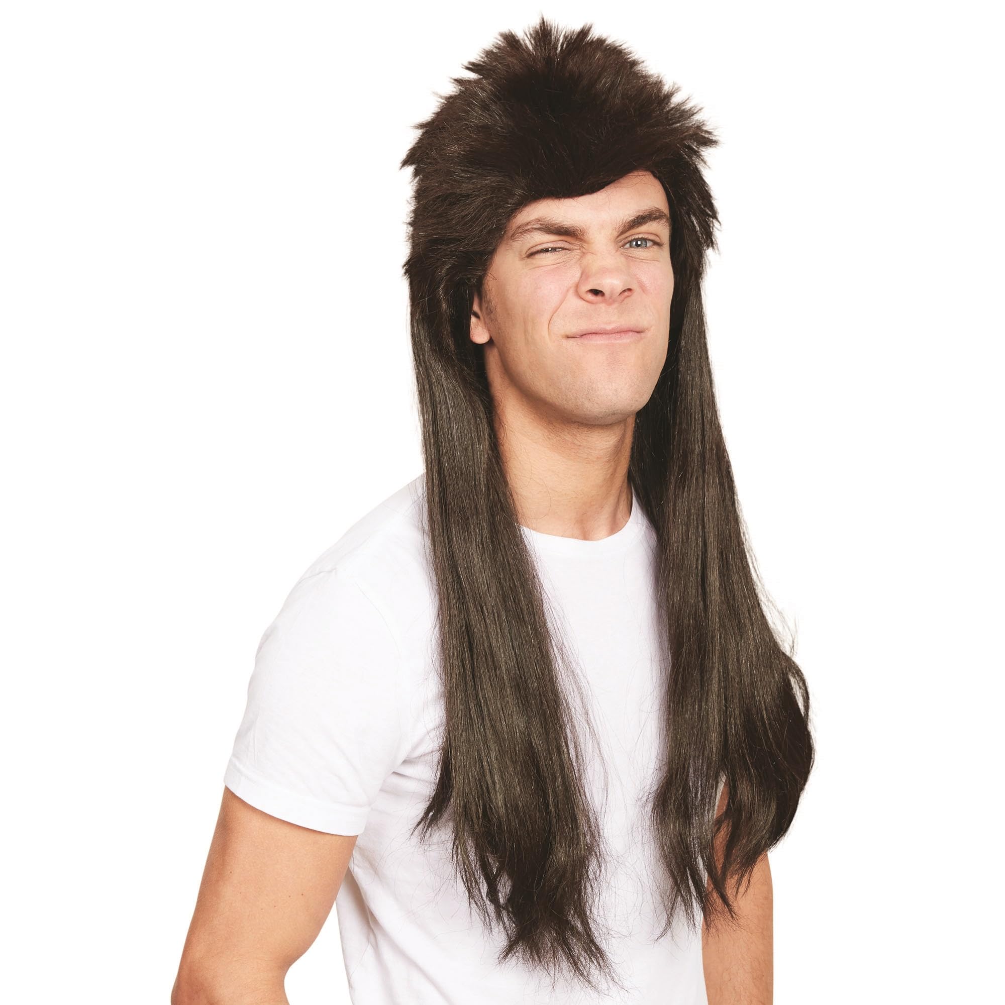 Bristol Novelty BW948 Mullet Wig, Men, Brown