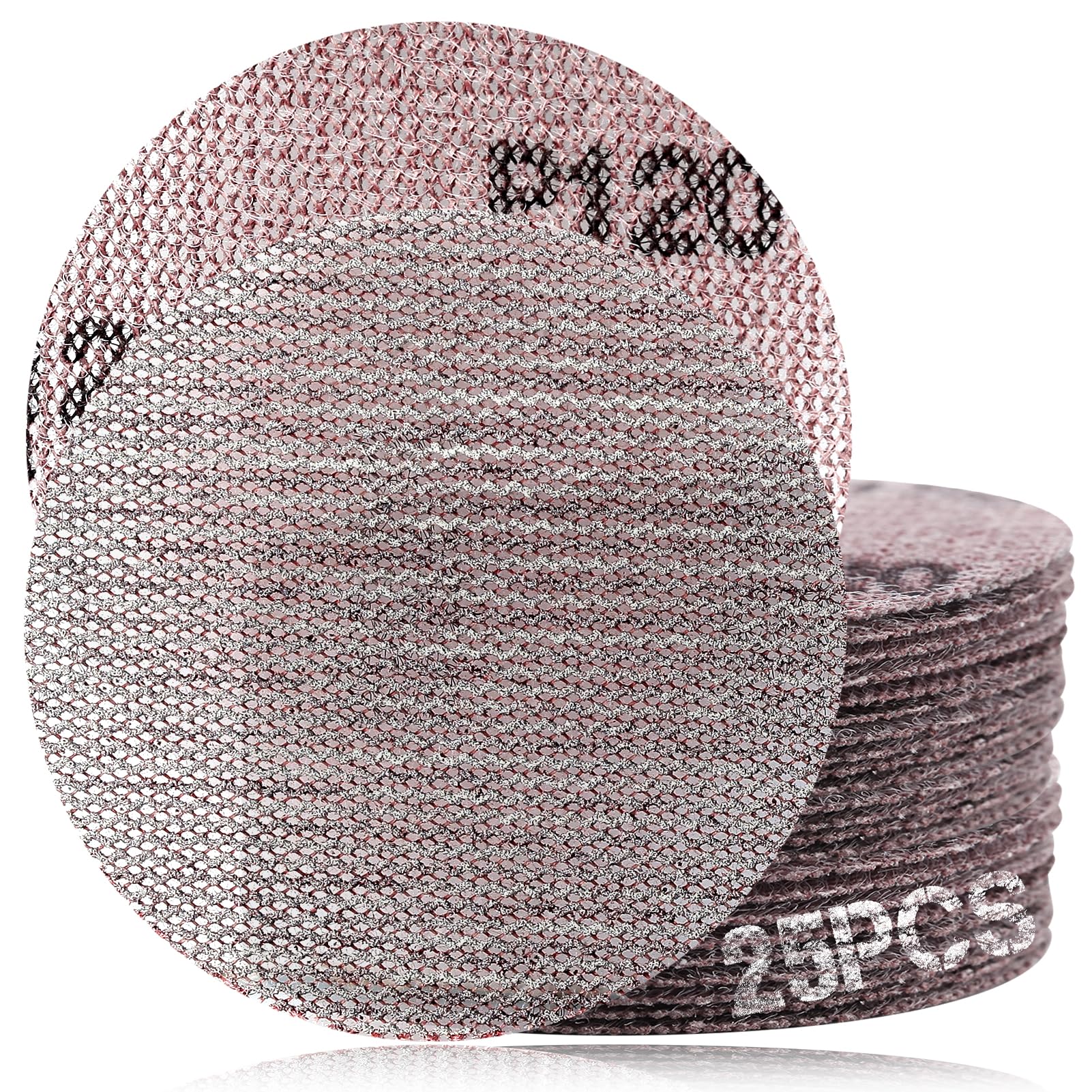 SPEEDWOX 3-Inch 120 Grit Mesh Abrasive Dust Free Sanding Discs, Virtually Dust-Free, Box of 25 Discs, Sanding Discs Hook And Loop For Metal, Wood, Composites, Stock Removal, And Fine Finishing