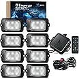 MICTUNING Q1 RGBW LED Rock Lights, 8 Pods Underglow Multicolor Neon Light with Wiring Switch Kit, Bluetooth App Controller & Remote Control Flashing Music Mode Wheel Well Light for Truck ATV UTV RZR