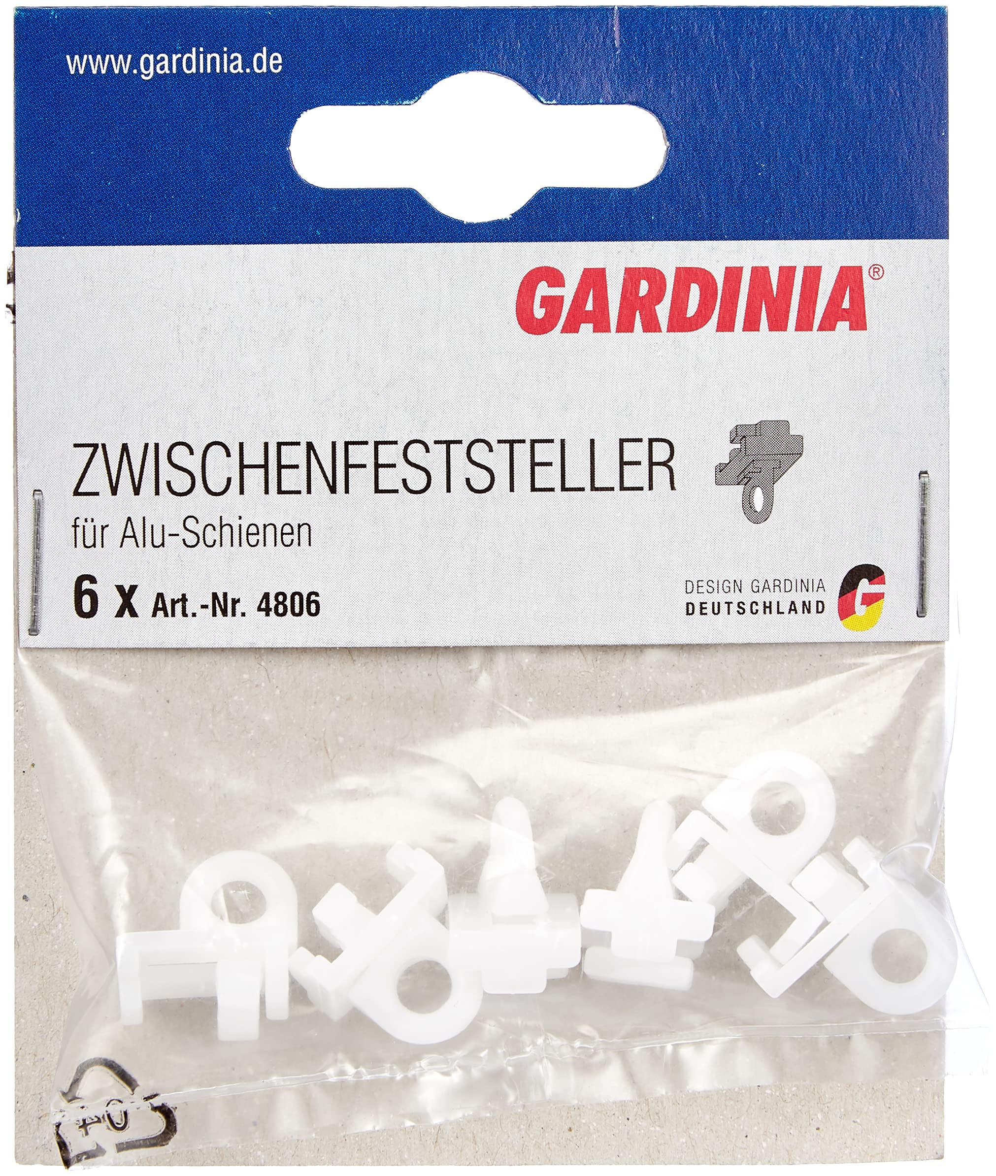 GARDINIA 6 x 13mm Aluminium Curtain Track Locks, Intermediate Locks, for Curtain Rails, Plastic, White
