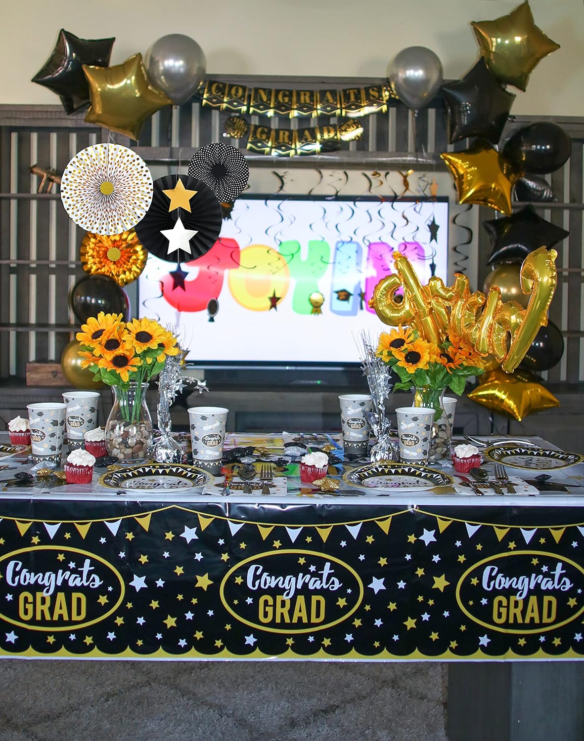 JOYIN 3 Pack Graduation Party Supplies Tablecovers 54"x108" Graduation Party Decoration, Plastic Graduation Tablecloths: Toys & Games