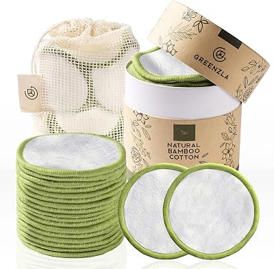 GREENZLA Reusable Makeup Remover Pads 20 Pack with Storage Box