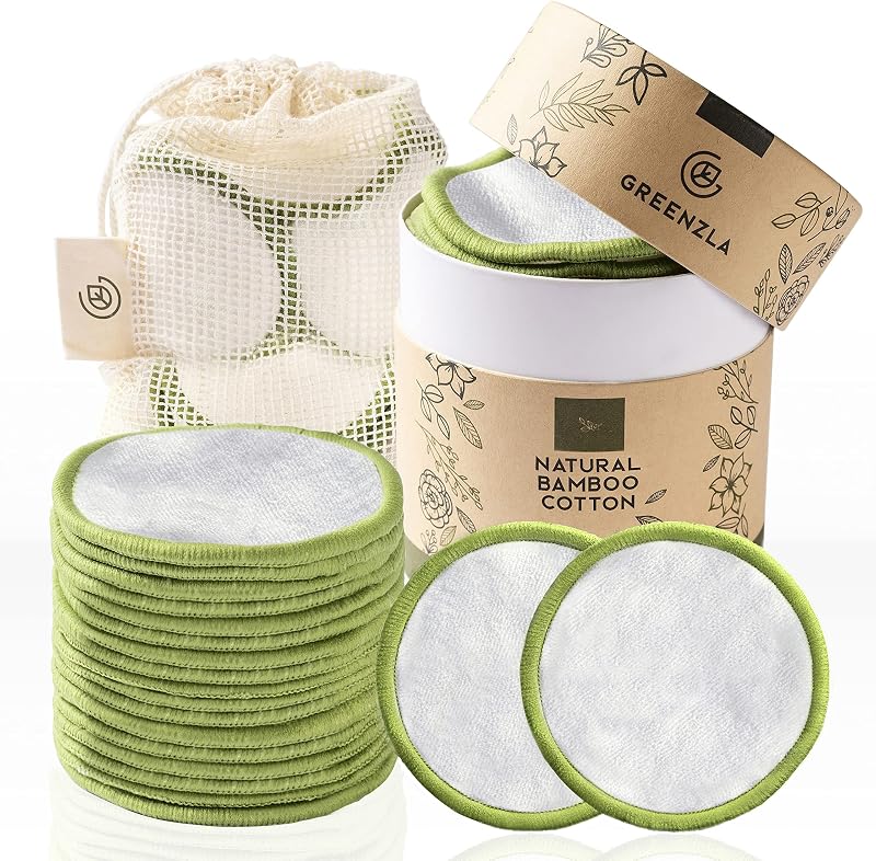 GREENZLA Reusable Makeup Remover Pads 20 Pack with Storage Box