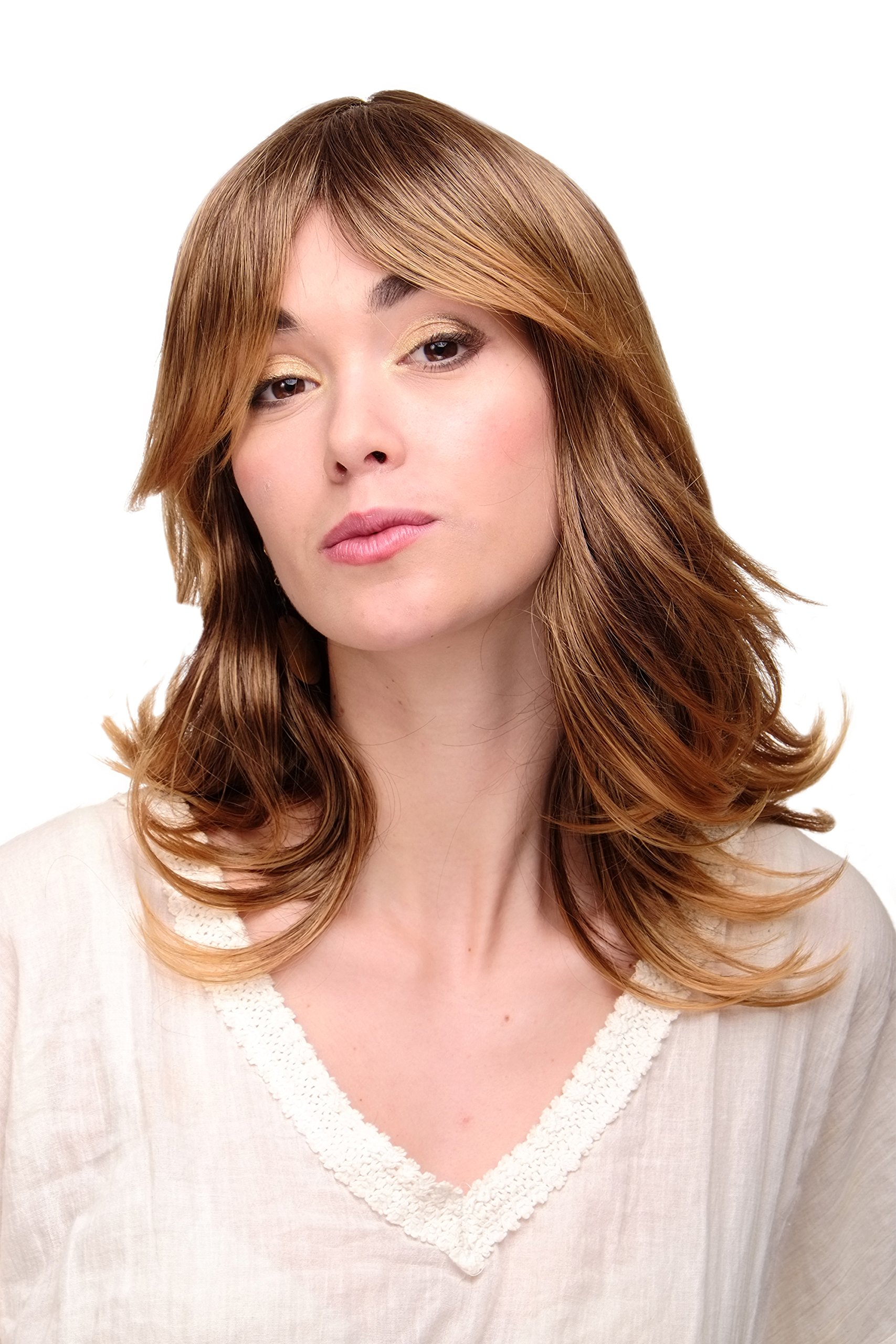 WIG ME UP - TYW60349-33T144 Lady Quality Wig long fringe straight wavy tips auburn streaked with blond highlights