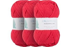 MOJADREAM 3PCS 3.5oz Chenille Yarn for Blankets Amigurumi: Soft Velvet Baby Yarn Blanket Knitting and Crocheting Bulky 5# Yarn 3 Skeins of 100g (Red)