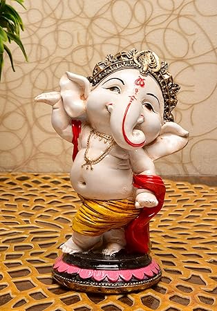 Karigaari India Handcrafted Resine Dancing Ganesha Idol Sculpture | Showpiece for Home D